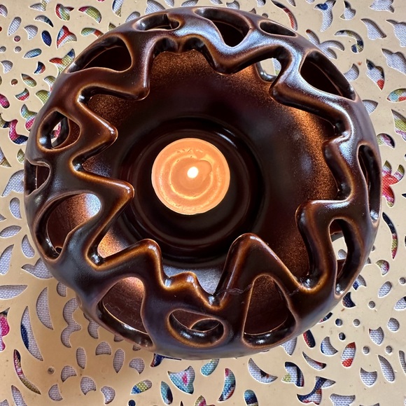 PartyLite Rich Brown Ceramic Base - Picture 5 of 6